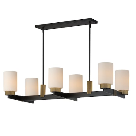 Maxim Lighting Ruffles 6-Light Linear Chandelier, Black/Antique Brass 32656SWBKAB